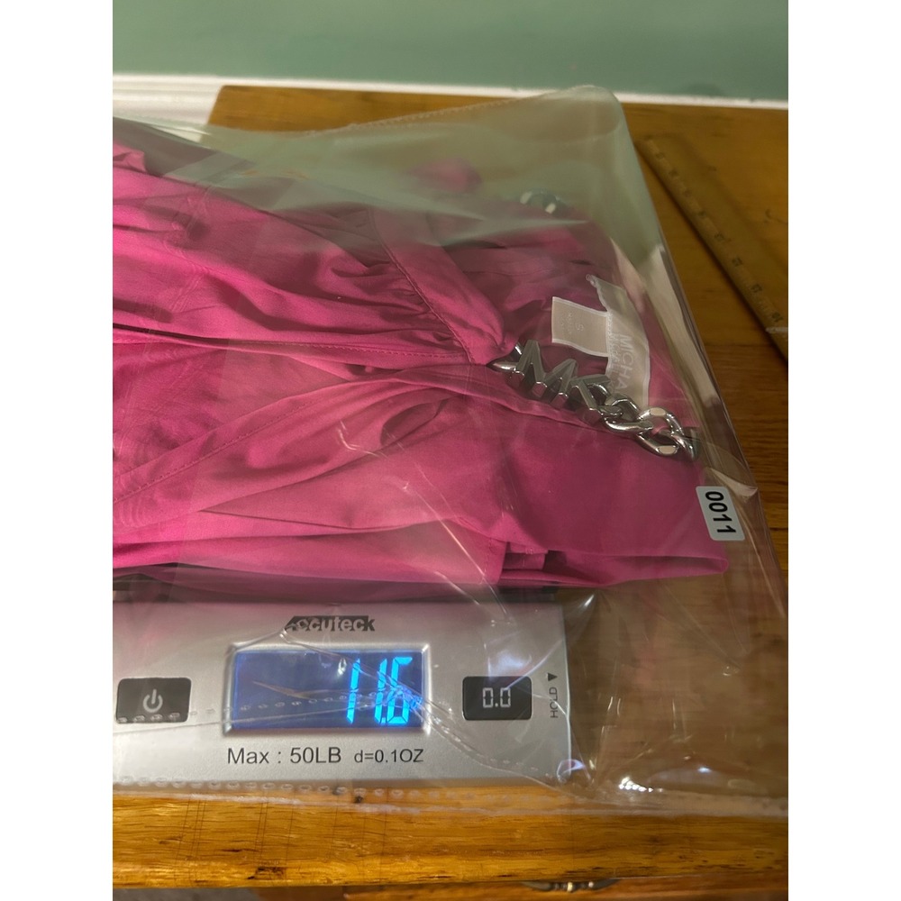 Michael Kors Pink Halter Midi Dress Chain Neck Open Back Cut Out High Low Small - Picture 10 of 11